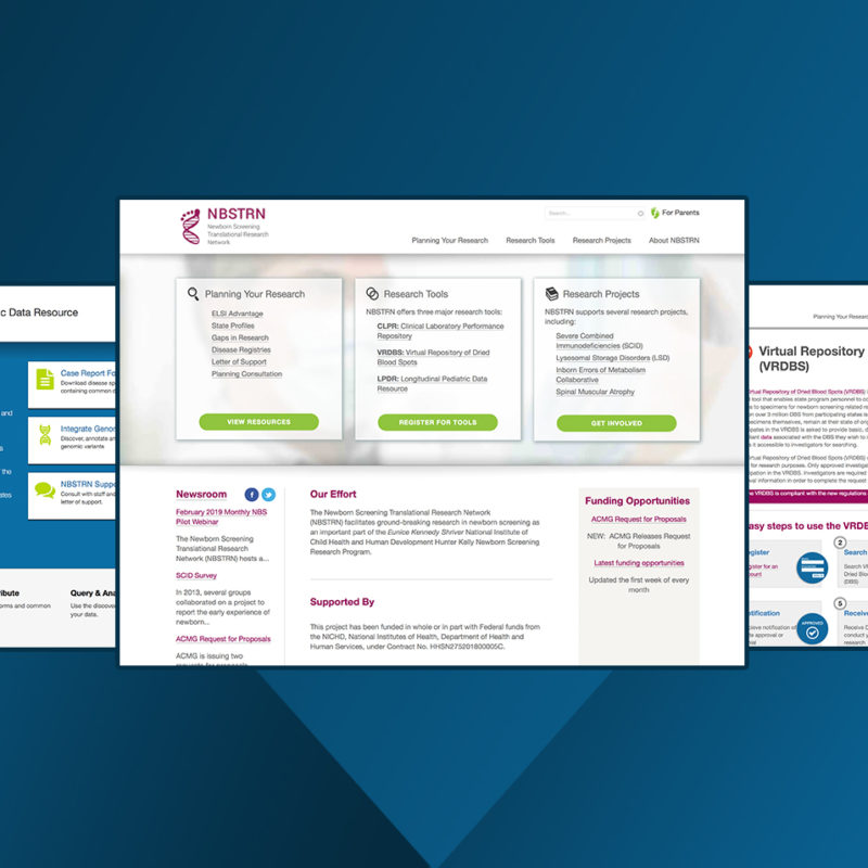 Three screens of pages from the NBSTRN sites