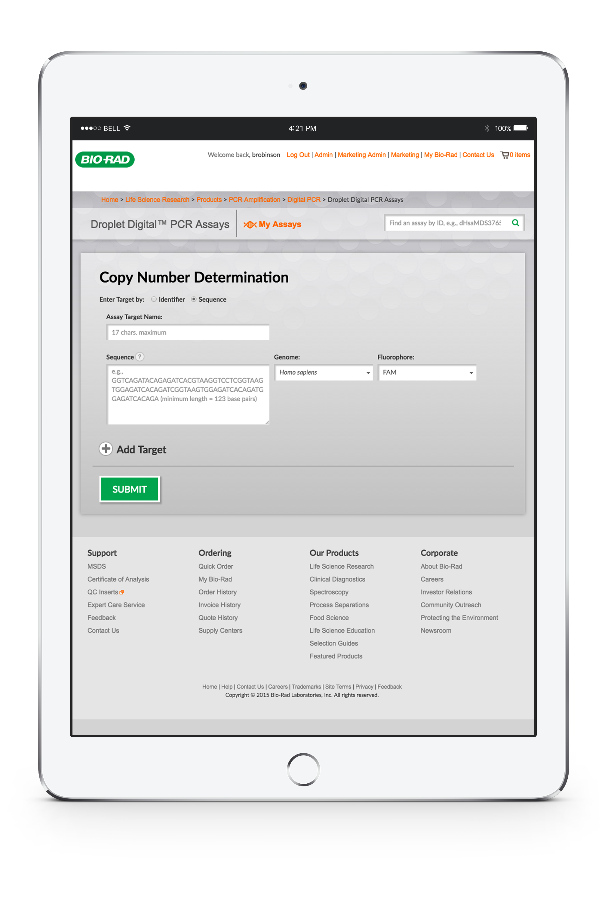 Biorad Assay Designer Copy Number Determination Responsive Tablet