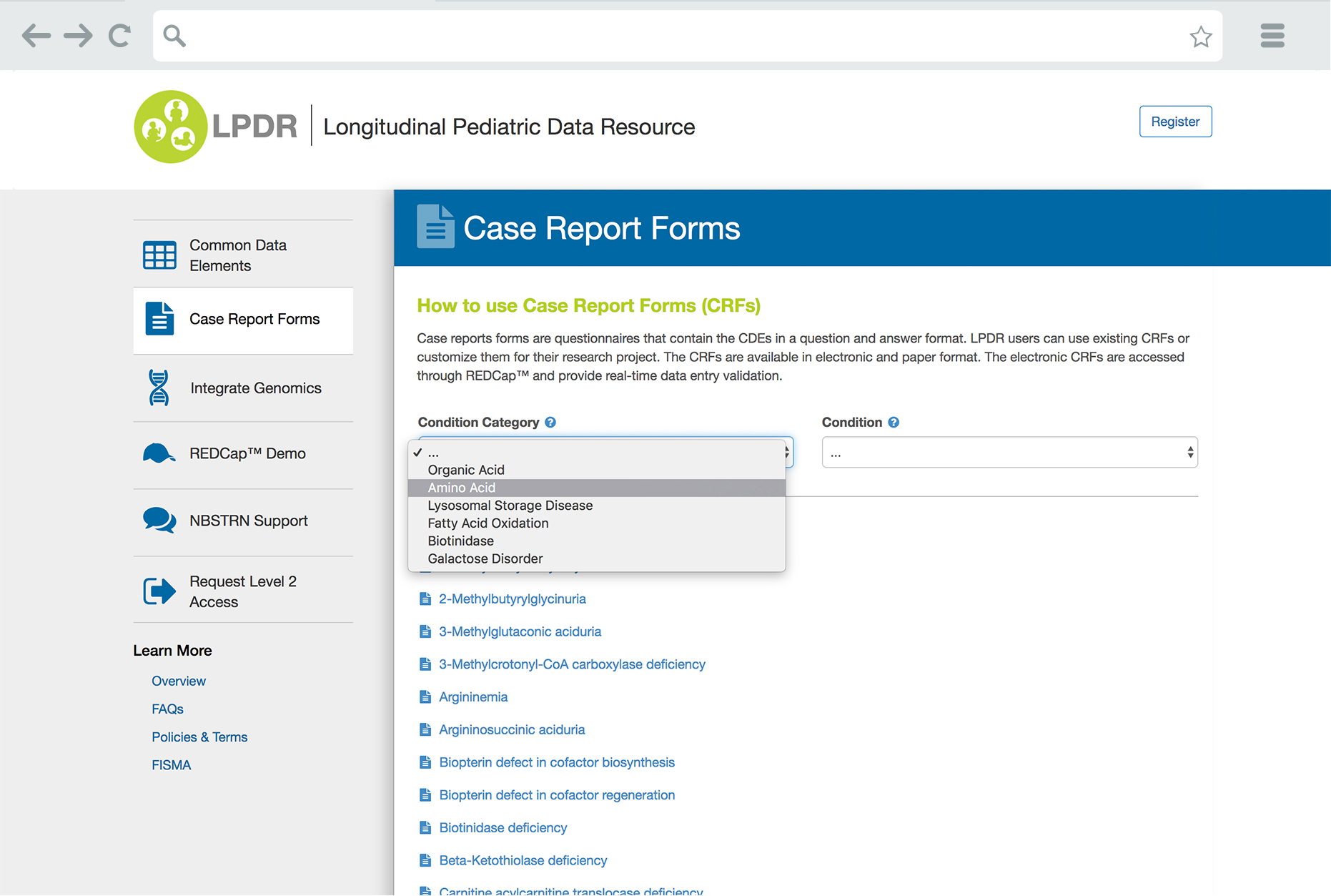 LPDR Case Report Forms Page